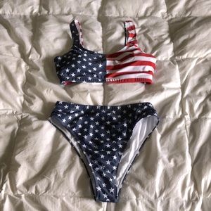 American flag high rise bikini size M